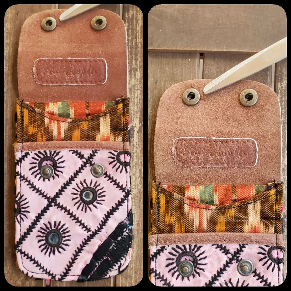 🪬🍄 Free People Boho Embroidered Repurposed vtg banjara hippie Wallet card case